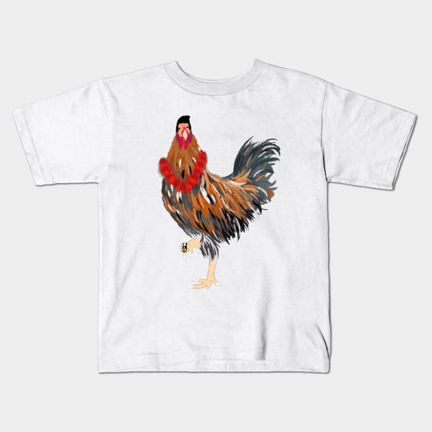 Elvis the Rooster Kids T-Shirt by TheUndeadDesign